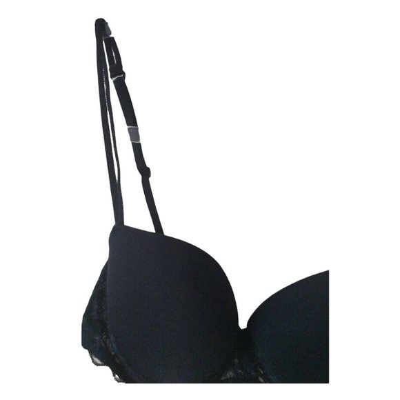 Victoria Secret PINK Womens Black Lace Trim Underwire Lightly Padded Bra 32C/B - Picture 4 of 11